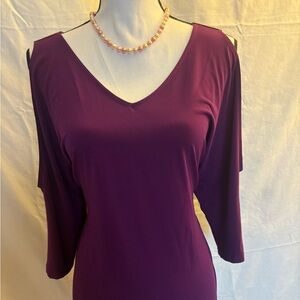 INC cold shoulder top with gold accents